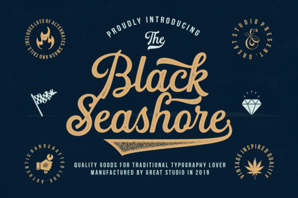 Black Seashore: A Vintage Handwritten Font for Branding